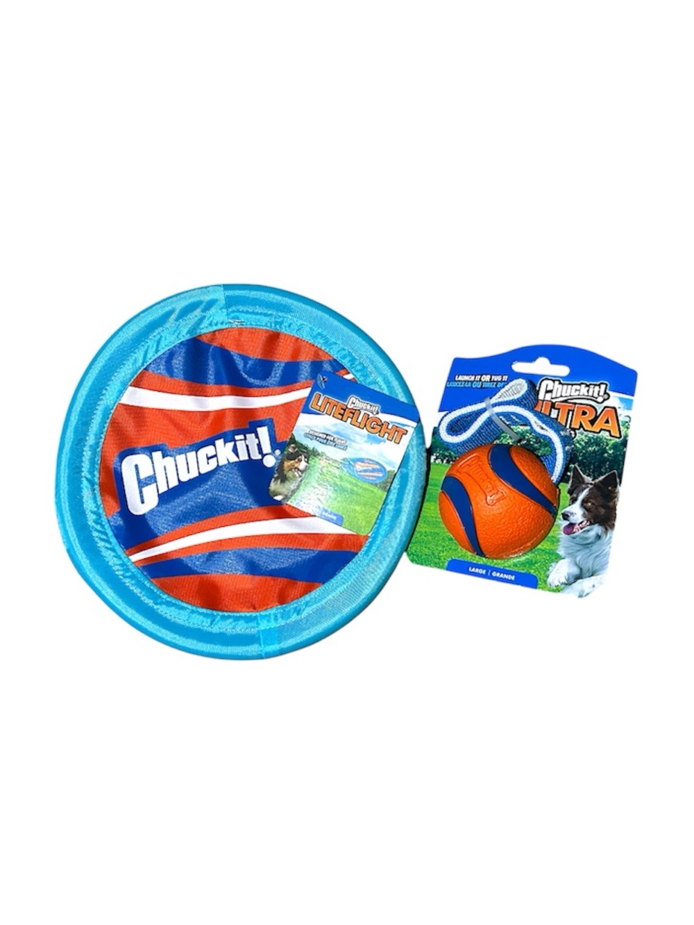 Orange & Blue Dog Fetch Toy Set - Disc and Ball